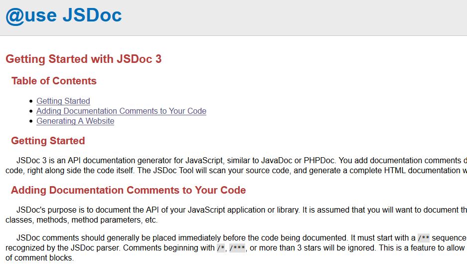 jsdoc javascript productive tools